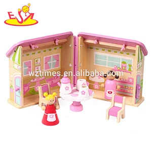 2018 Wholesale girls pink wooden toy doll house lovely children wooden toy doll house new kids wooden toy doll house W06A171