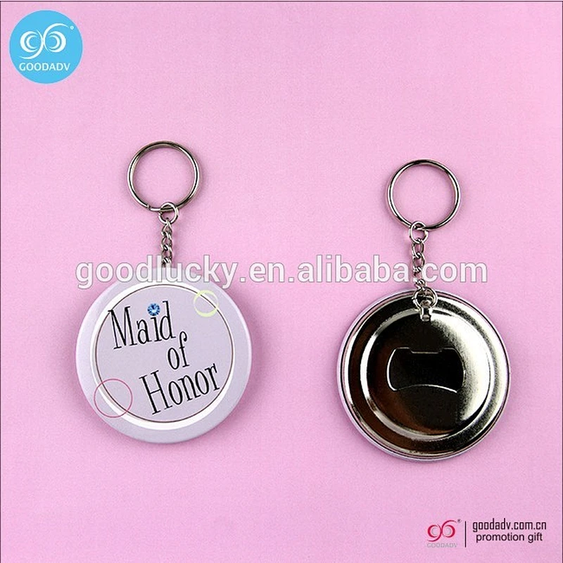 Promotional gift round openers key rings custom printed bottle opener keychain