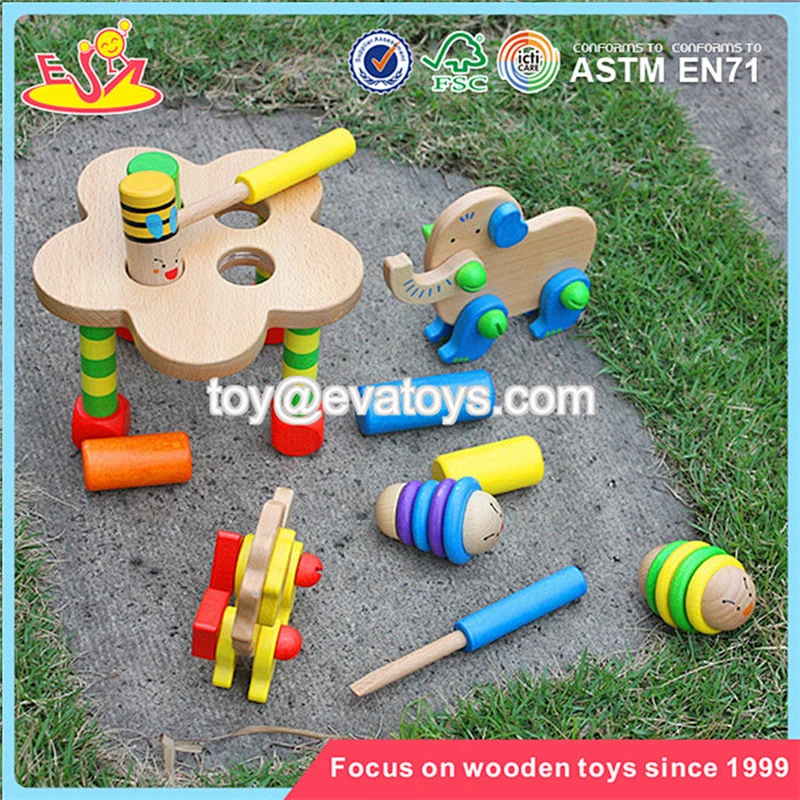 Wholesale new arrival animals wooden knock toy interesting kids wooden knock toy W12D018