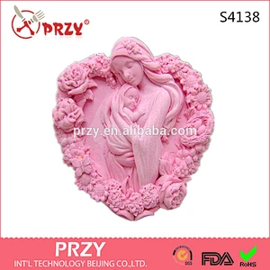 S4138 PRZY 2D Silicone Soap Mold - Heart Shaped Mother and Child silicone molds for concrete custom silicone molds