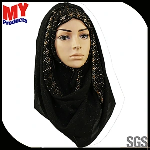 2019 New Style Women Luxury Belly Dance Hip Scarf Hijab Glitter Head Scarf For Muslim