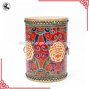 Chinese antique decorative carved drum table