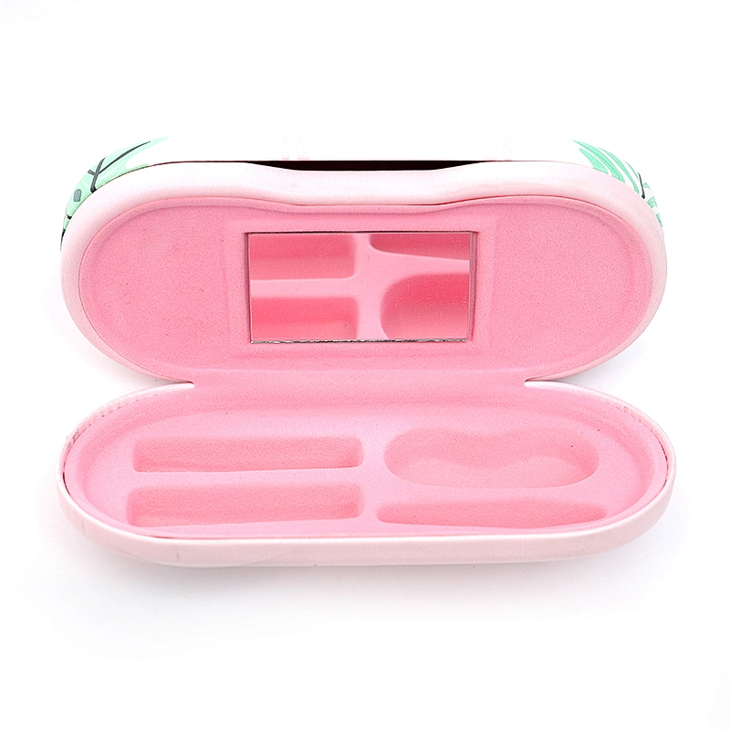 Fashion custom design dual spectacle hard case with contact lens and mirror inside