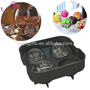 4pcs Whiskey Cocktail Custom Logo Silicone Ice Ball Mold With Lid