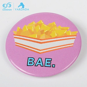 2018 new arrival tinplate popcorn badges for child/girl