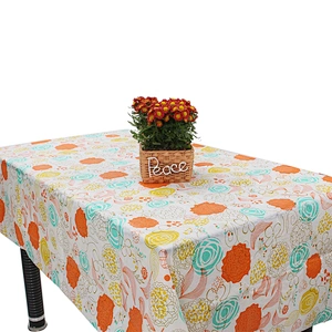 Custom Printed PE Coloring Christmas ordinary friendly Tablecloths With Flannel Back