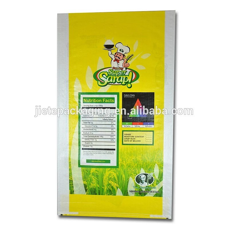 New design bopp laminated pp woven fabric durable moisture proof plastic thailand rice packing bag 50kg