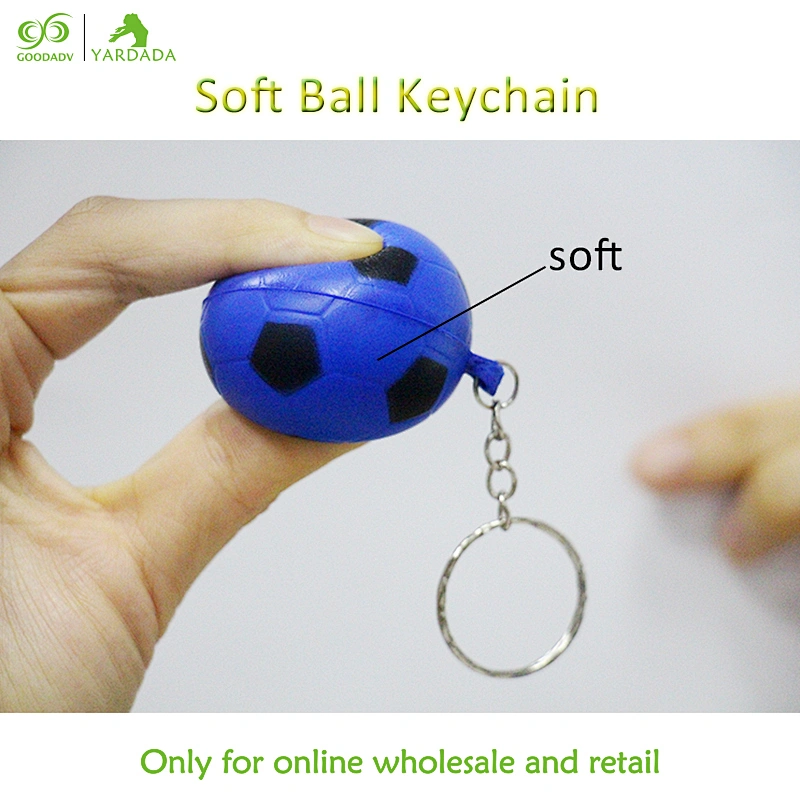 Blue soft PU football key chain, football fans wallet mobile pendant, fashion looks nice and elastic in stock.