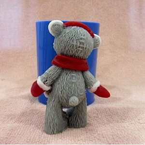 Teddy Soap mould  Bear wearing Scarf gloves silicone mold for soap and candles making Mould