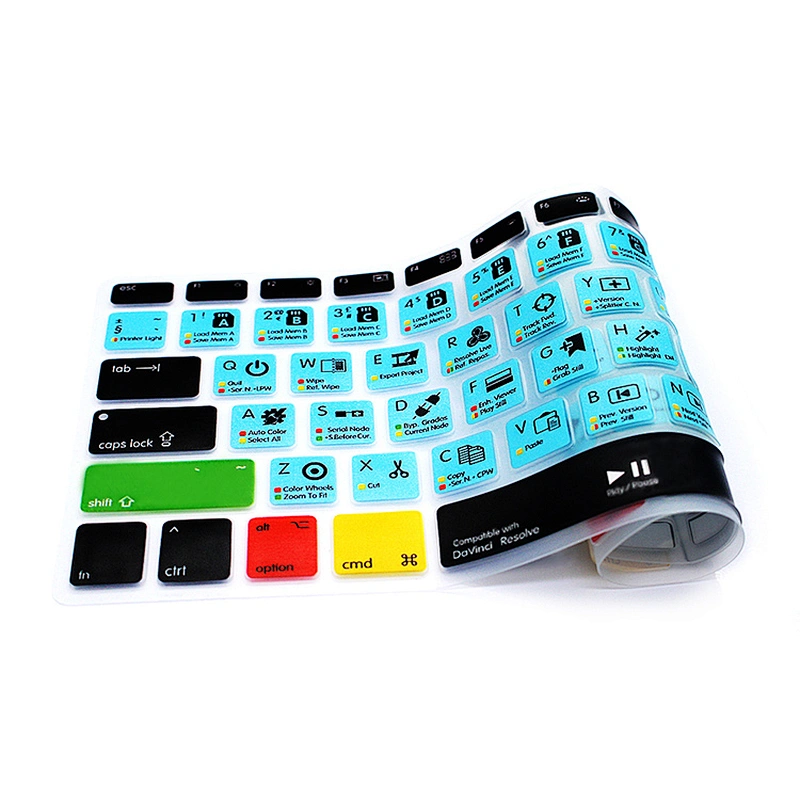 Durable Multi Function DaVinci Resolve Hot Key Silicone Laptop Internal Keyboard Cover For apple a1466 For Macbook Pro