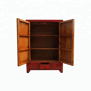 Chinese antique reproduction red glossy lacquered buffet furniture