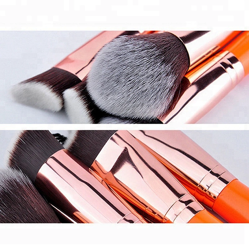 Private Label 11pcs Orange Makeup Brushes Set Powder Foundation Blusher Concealer Eyeshadow Eyecomb Brush Cosmetic Beauty Kit