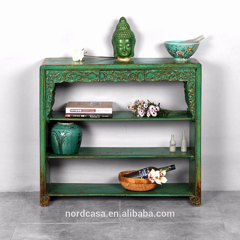 chinese antique reproduction furniture painted shelf cabinet