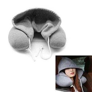 Hooded Travel Pillow Neck Memory Foam U Shaped Support Head Rest Airplane Car