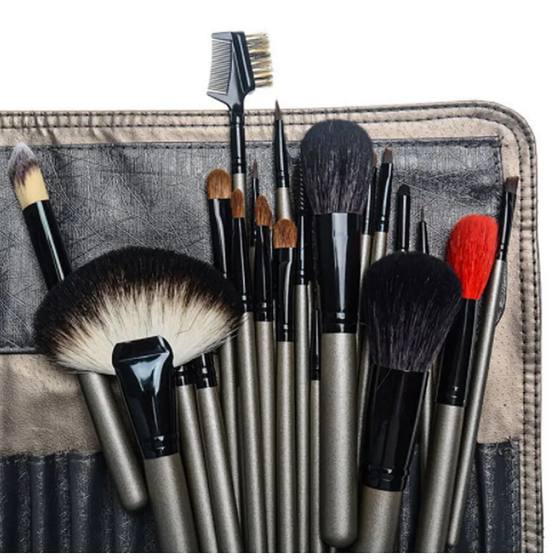 26pcs makeup brushes set cosmetic foundation powder eyeliner eyebrow brush tools with leather case