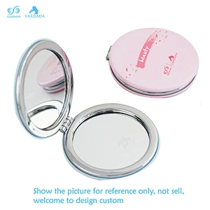 Custom design 2X foldable cosmetic magnifying tinplate mirror