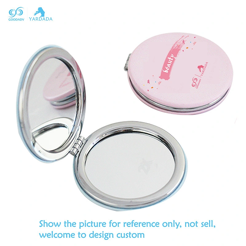 Custom design 2X foldable cosmetic magnifying tinplate mirror