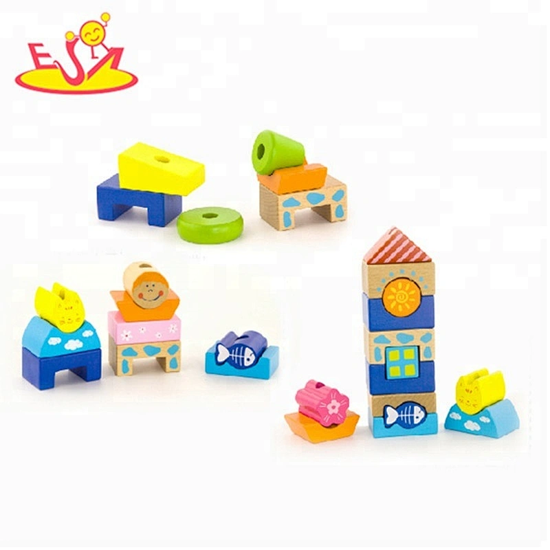 Wholesale educational wooden blocks train toy for children W05B060