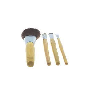 Private label cosmetics tools 4pcs powder blush eyeshadow eyebrow bamboo makeup brush set