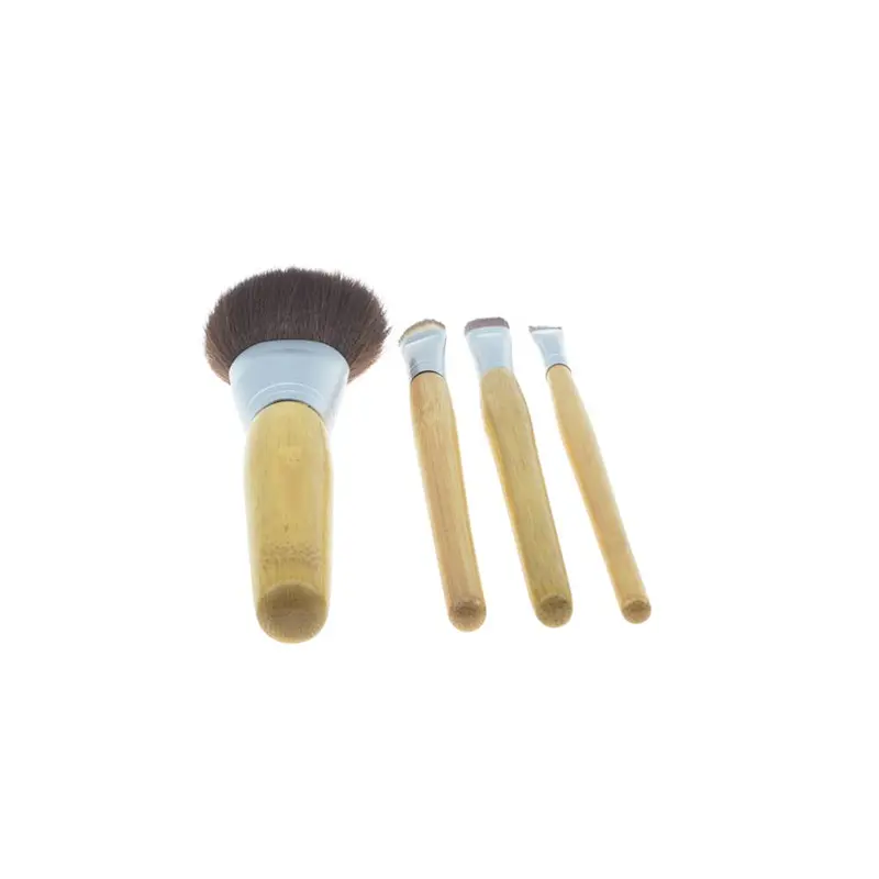 Private label cosmetics tools 4pcs powder blush eyeshadow eyebrow bamboo makeup brush set