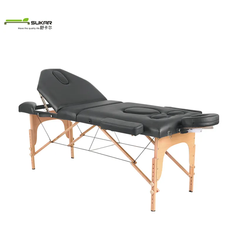 Hot sell Wooden ceragem folding thai massage bed Salon Furniture With high density foam for Pregnant woman
