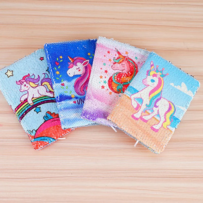 School Stationery A5 Sequins Notebook Journal With Cute unicorn Pattern Creative Hardcover Diary book