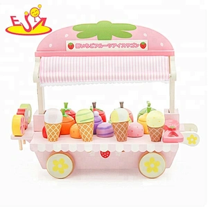 Best sale baby mini wooden ice cream truck toy for pretend play W10B080