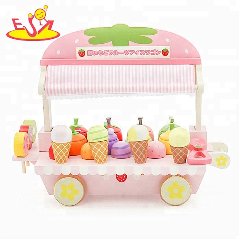 Best sale baby mini wooden ice cream truck toy for pretend play W10B080