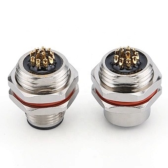 12pin M12 A Code metal front mount female waterproof connector 12pin male connector