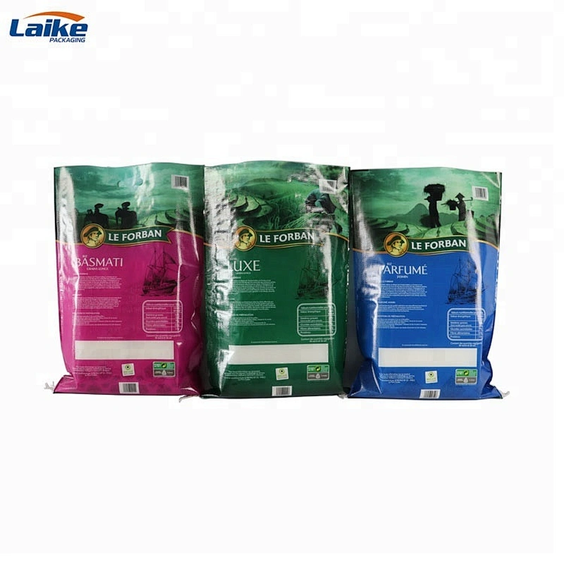 Bopp laminated pp woven bag rice,10kg basmatic rice packing bags for sale