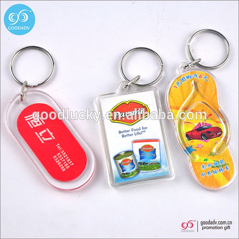 Wholesale promotion acrylic clear Plastic key chains