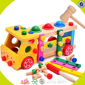 wholesale top quality baby wooden assemble screws toy teaching toy kids wooden assemble screws toy W03C015