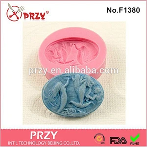 Eco-friendly fondant Mermaids Oval Cameo resin silicone cake mold