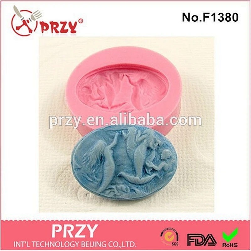 Eco-friendly fondant Mermaids Oval Cameo resin silicone cake mold