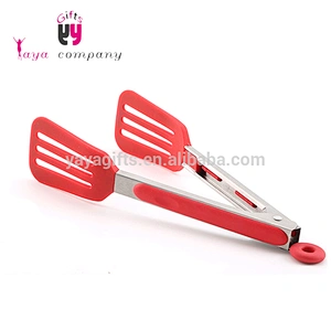 Food Grade Heat Resistant Stainless Steel Locking Silicon Spatula Tongs
