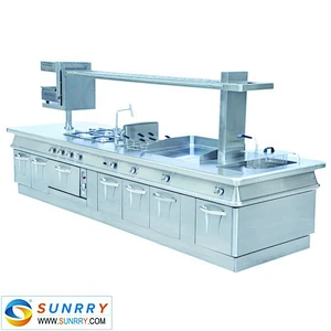 Special Design Commercial Cookware Sets Integration Sensory Of The Central Island With Gas burner,Fryer and Griddle