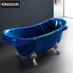 K-8885C Blue Color bathtub Royal Clawfoot Soaking Bathtub Cheap Freestanding Bathtub