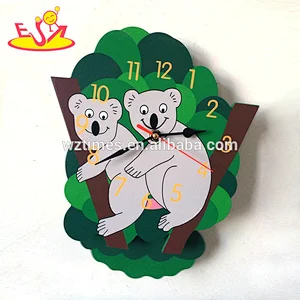 wholesale personalised monkey wooden boys alarm clock for sale W14K042