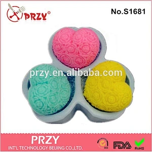 S1681 PRZY 2015 High Quality Top Selling heart Shape Silicone Soap Mold