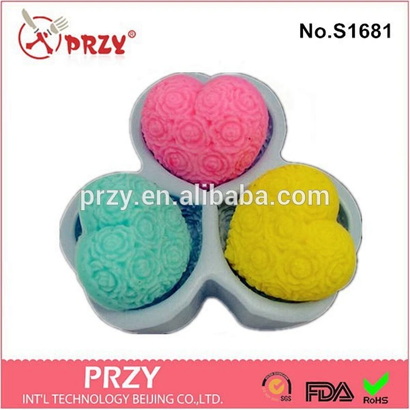 S1681 PRZY 2015 High Quality Top Selling heart Shape Silicone Soap Mold