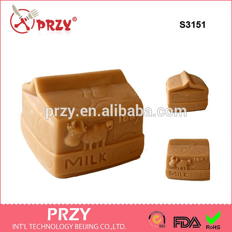 S3151 PRZY Beijing handmade Full size 3D Milk Box Silicone Soap Mold
