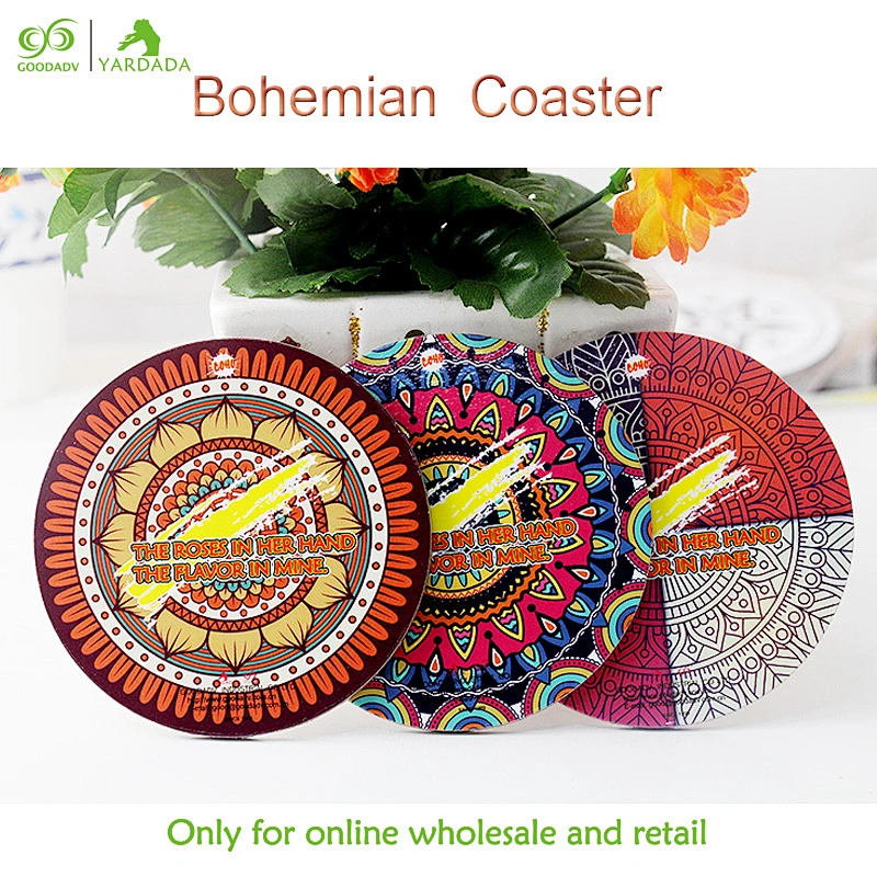 Blue kaleidoscope style fashionable MDF cork coaster, suitable for wedding restaurant family, non slip eco friendly coaster.
