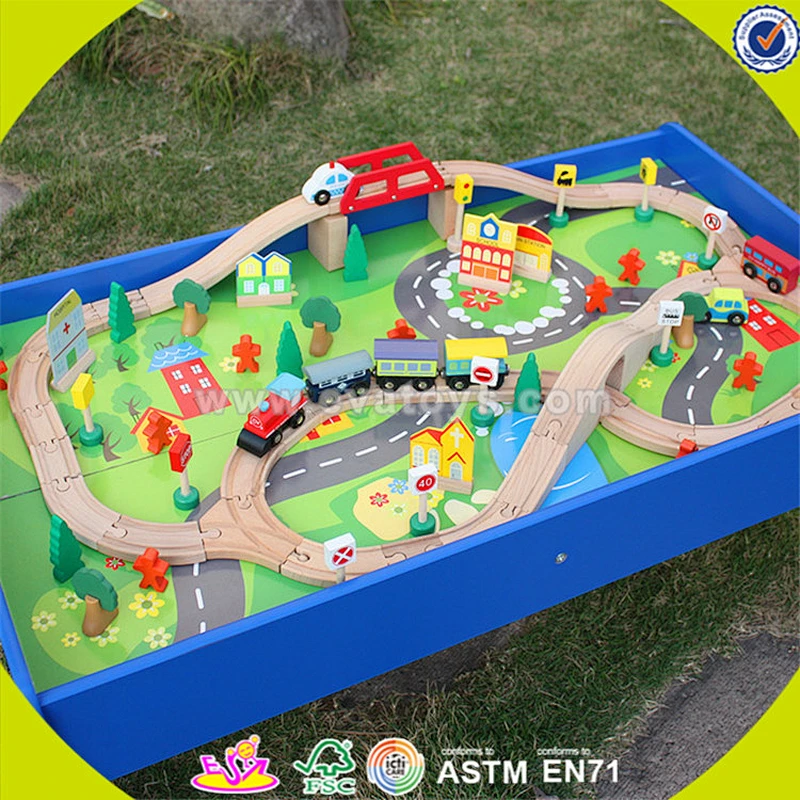 New arrival DIY wooden railway train toy for kids W04C009A
