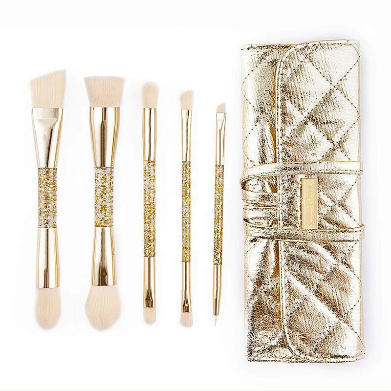 Wholesale fashionable double-head cosmetic tools private label acceptable best professional 5pcs makeup brushes