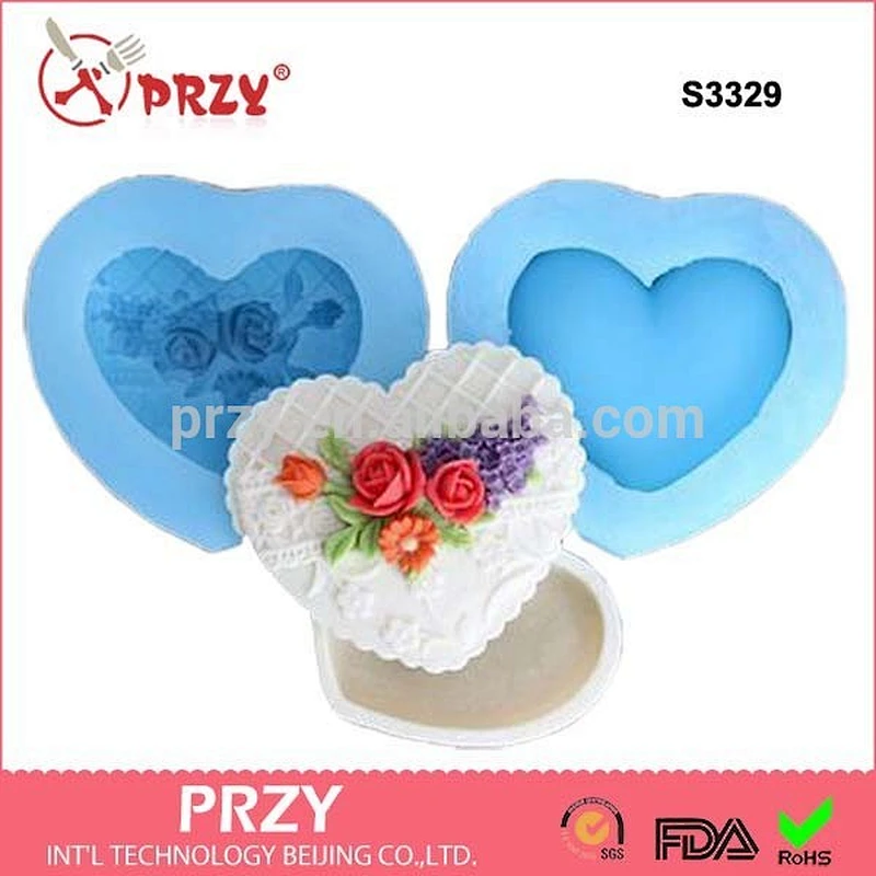 3d heart shape silicone handmade soap mold DIY silicone molds