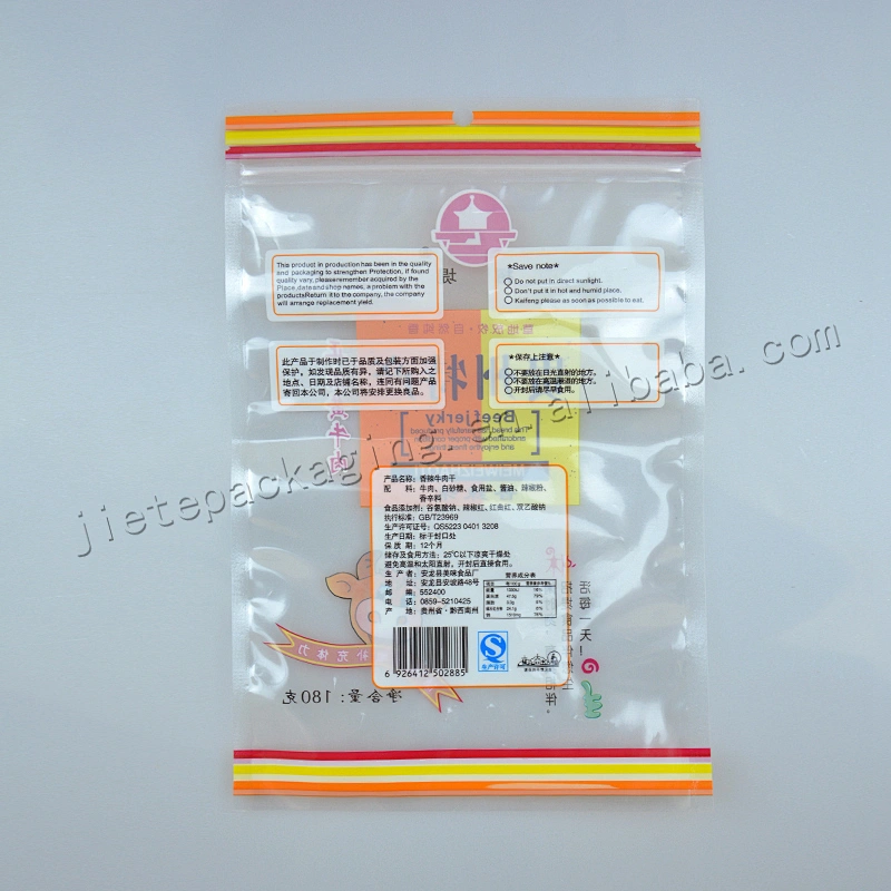 Customized pe plastic vacuum food packaging bag for snack