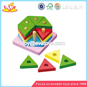 Wholesale educational wooden geometric blocks toy beautiful wooden geometric blocks toy W13E016