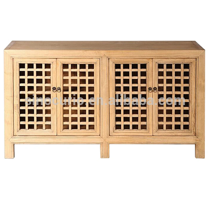 Chinese antique natural cabinet kitchen cupboard lattice wooden door