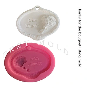 S9087 silicone solid aroma gypsum mold Thanks for the bouquet card wax piece molds fondant mould