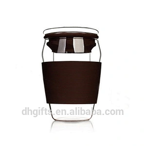 Guangzhou wholesale 300ML borosilicate glass cups with lid for home office use